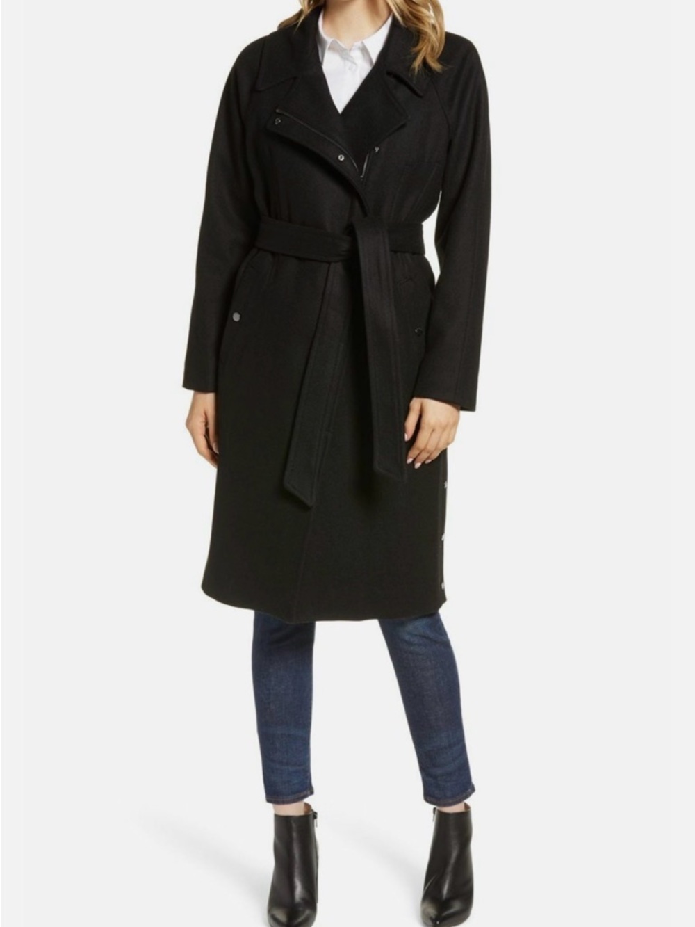 Classic Black Belted Coat